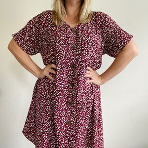 SHEIN maroon leopard v neck dress